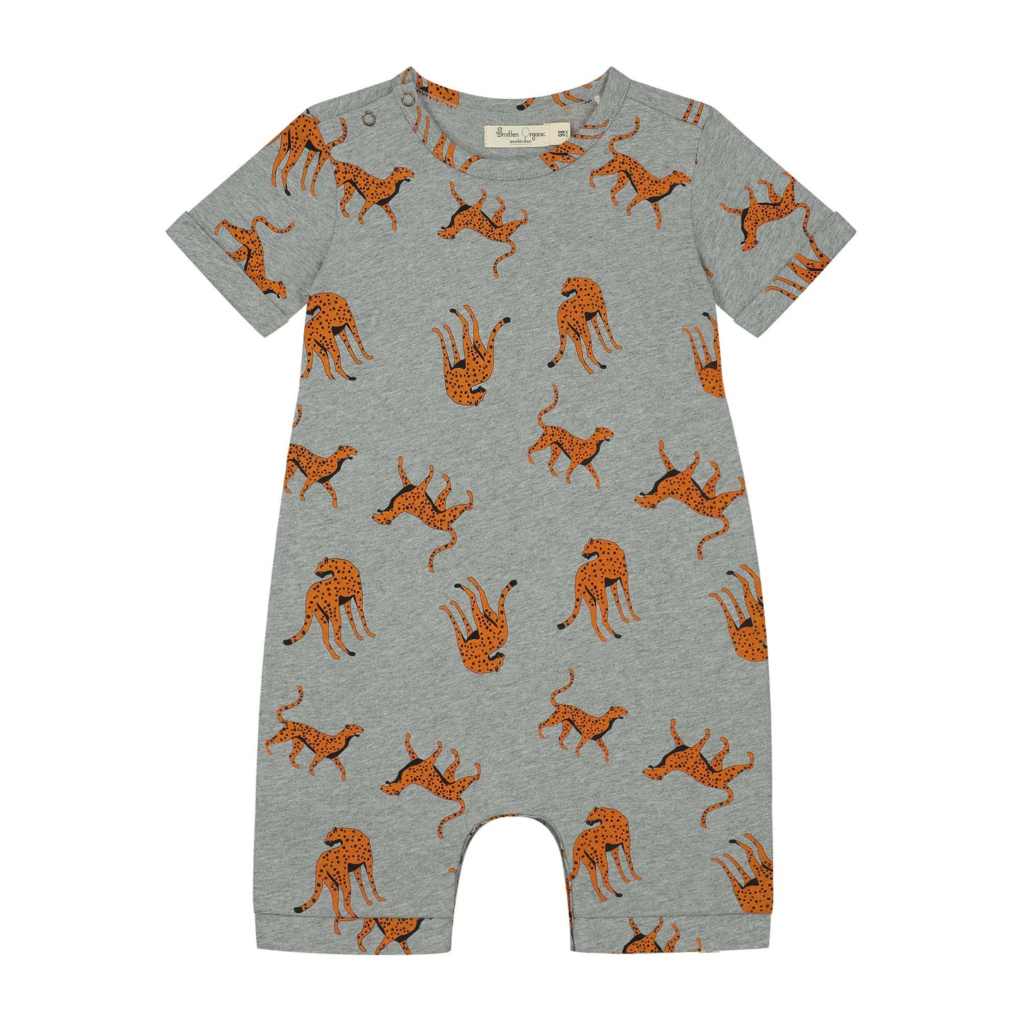 Safari leopard all over unisex grey melange shortall