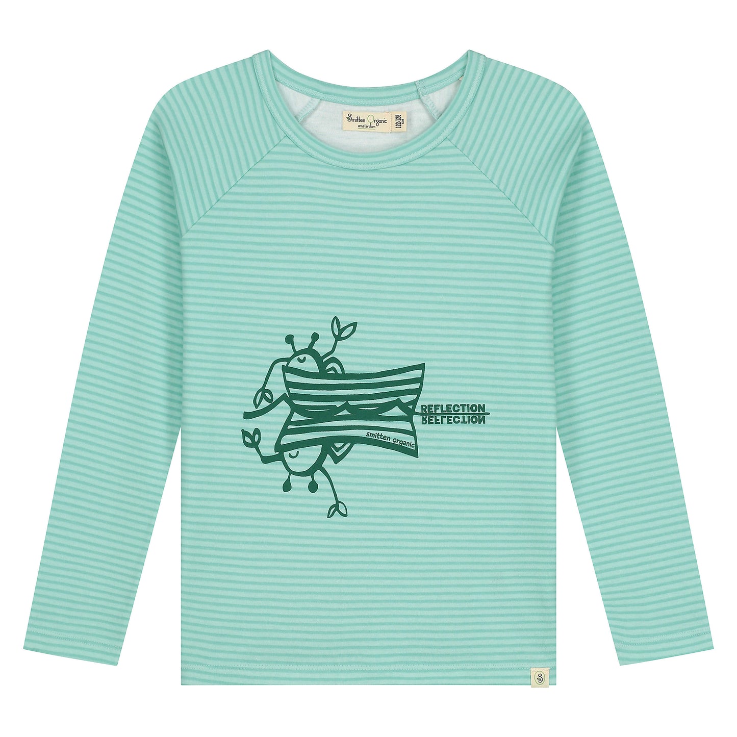 Reflektionsdruck auf bedrucktem gestreiftem T-Shirt LS