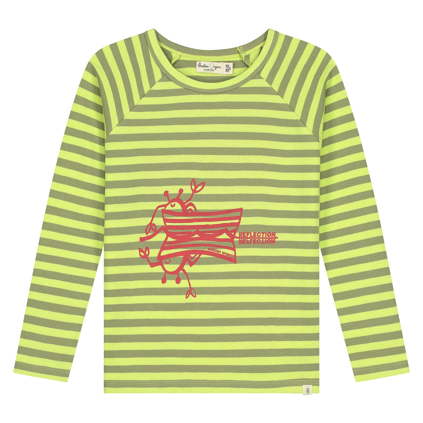 Reflexionsdruck auf garngefärbtem Streifen-T-Shirt mit langen Ärmeln