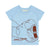 Hippo cracking skateboard short sleeve blue T-shirt
