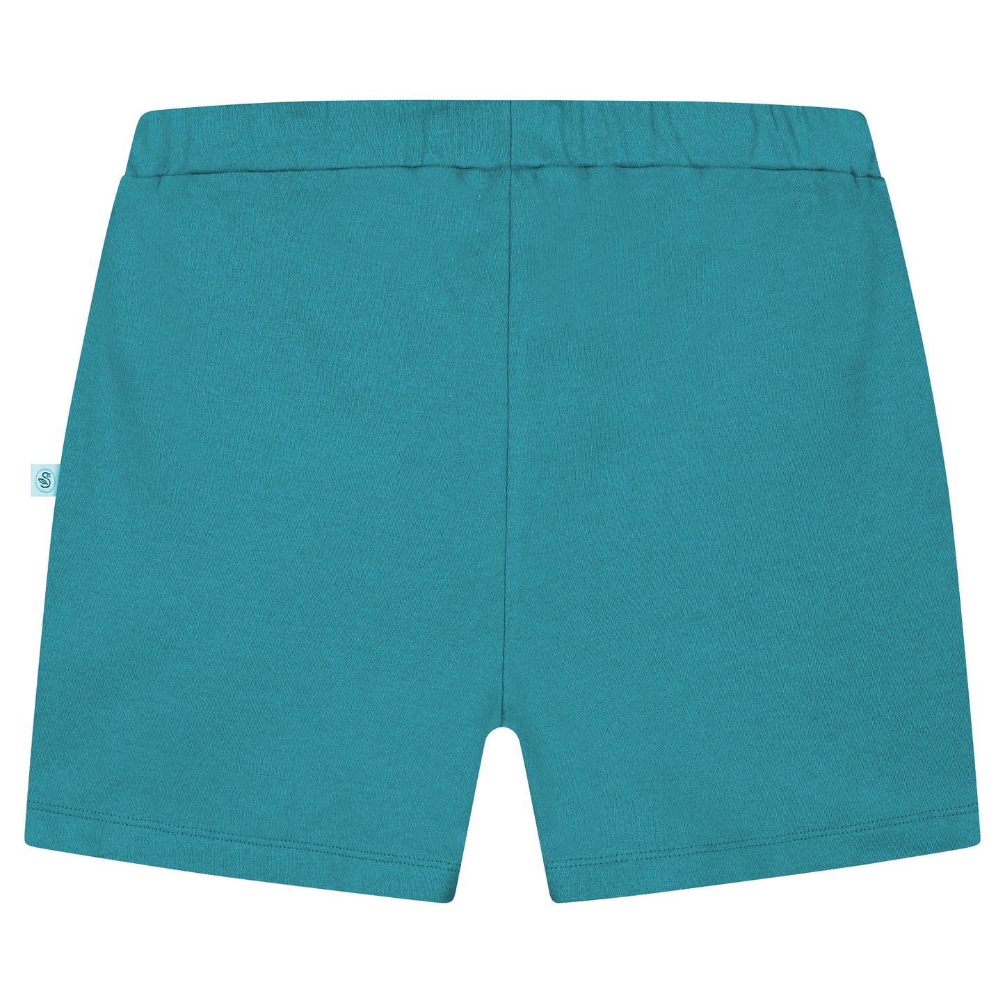 Blaugrüne Shorts mit Safari-Stickerei und Leopardenmuster