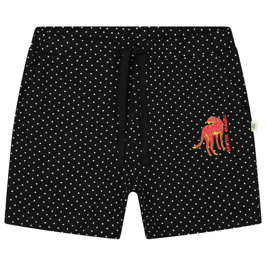 Safari embroidered leopard black shorts
