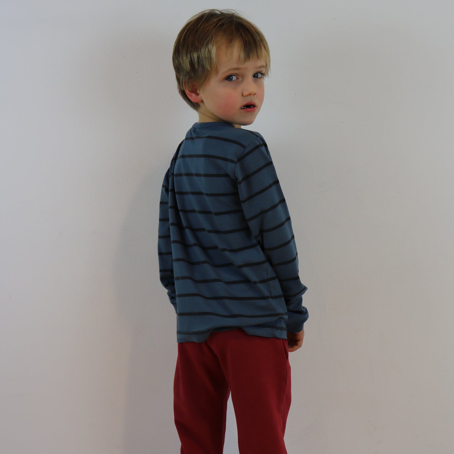 Yarn Dyed Stripes With Love Print T-Shirt LS