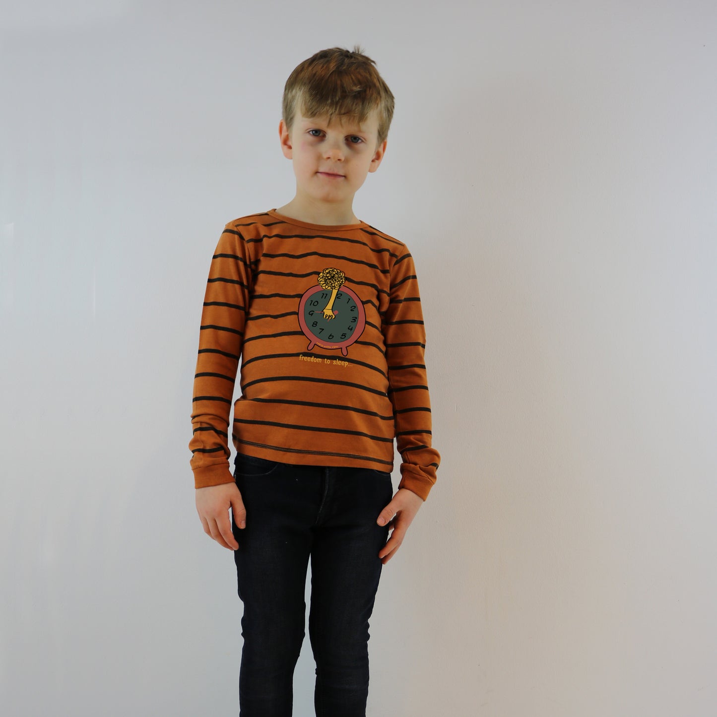 Yarn-dyed gestreept lange mouwen T-shirt met 'Movie Time' print
