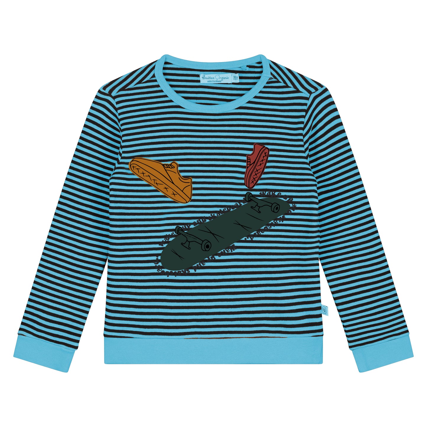 Upcycled Skateboarding Print Heavy T-shirt LS