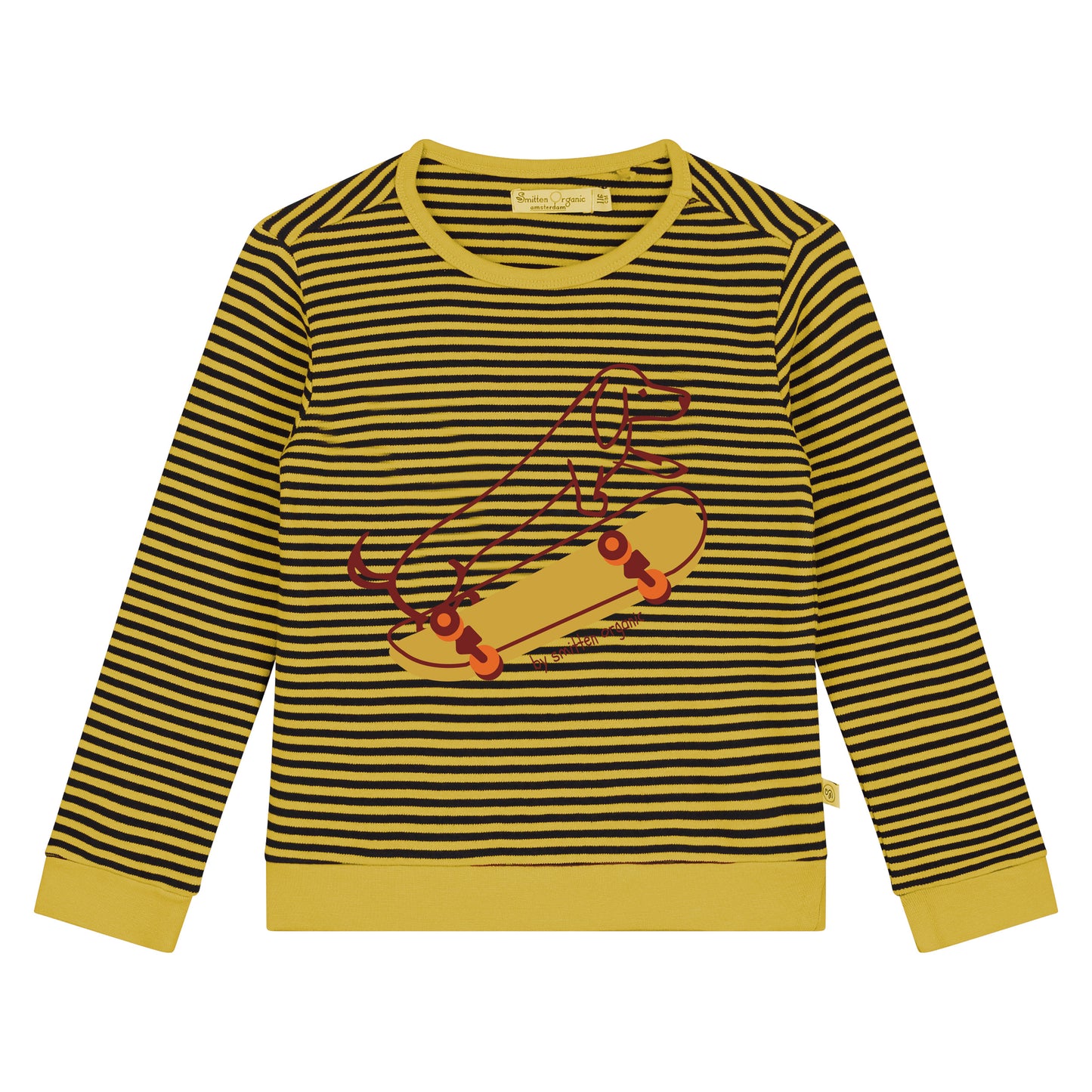 Upcycled Skateboarding Print Schweres T-Shirt LS