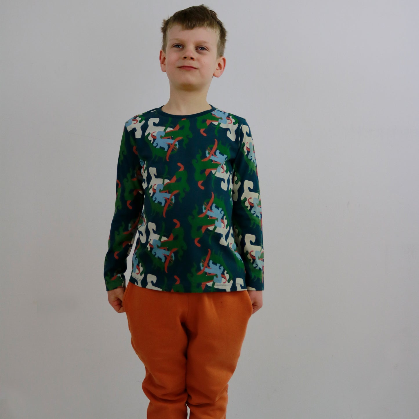All Over Dino Print T-Shirt LS