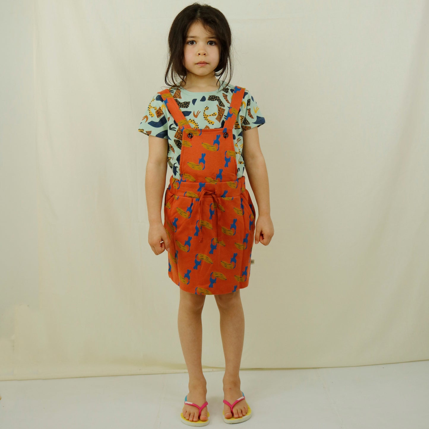 Toucan Banana Print Dungaree Skirt