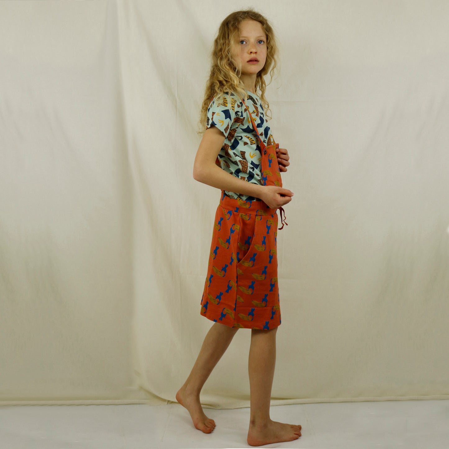 Toucan Banana Print Dungaree Skirt