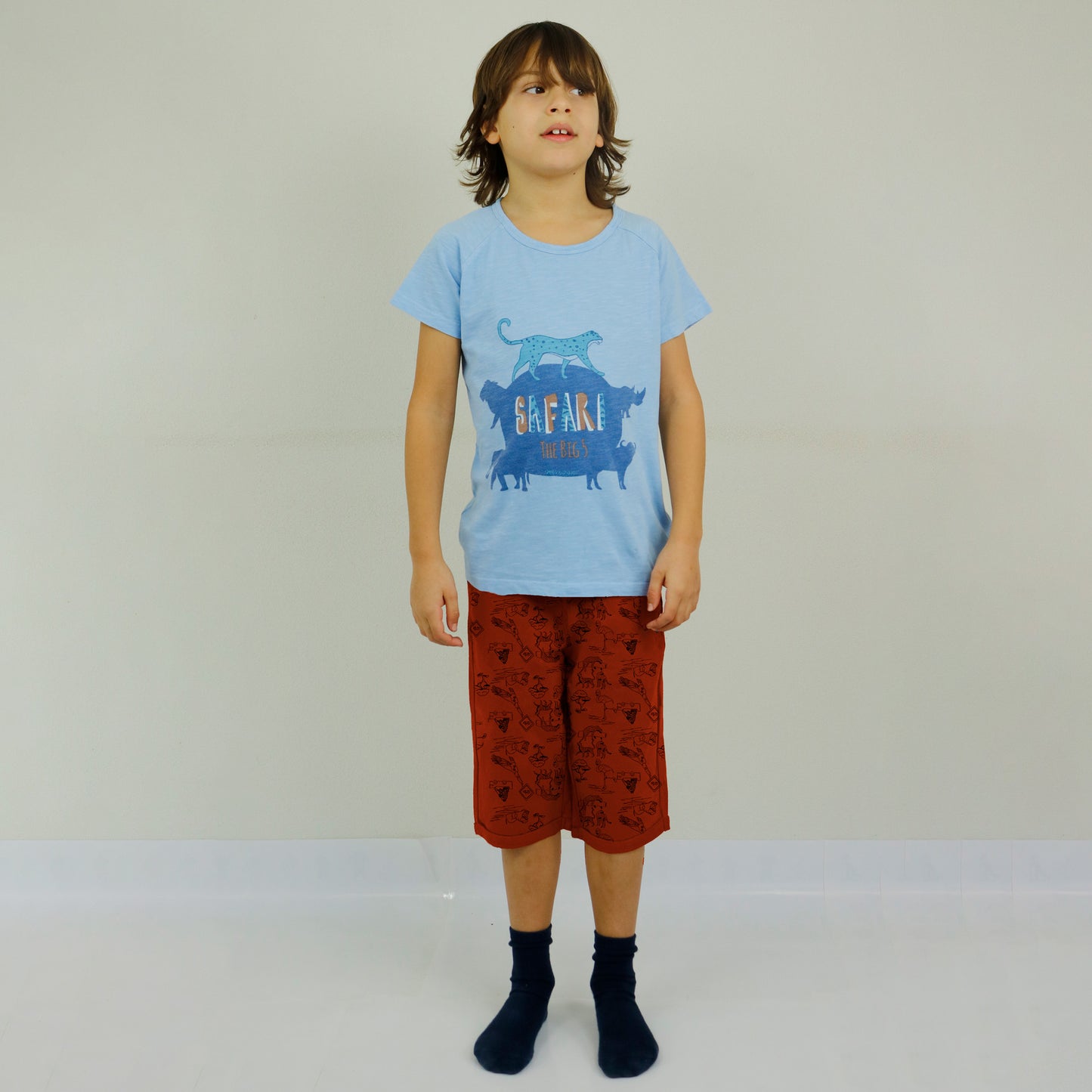 Safari big five short sleeve blue T-shirt