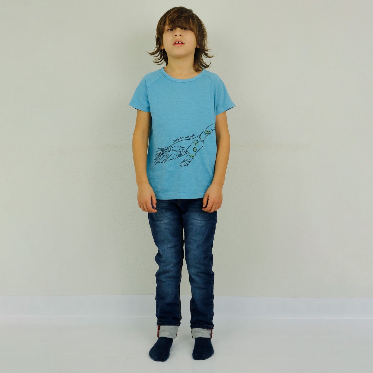 'Safari Hawk Guide' Blauw T-shirt met korte mouwen