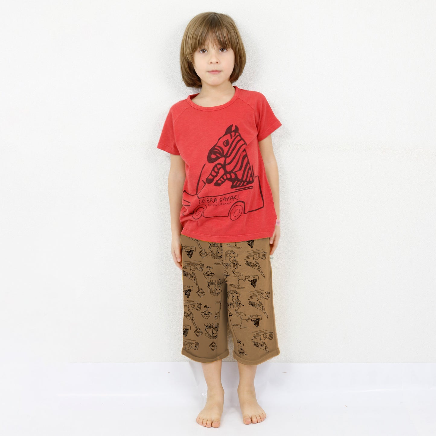 Safari Zebra Guide Kurzarm gebackenes rotes T-Shirt