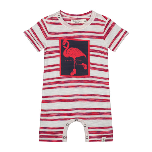 Safari flamingo guide block print shortall