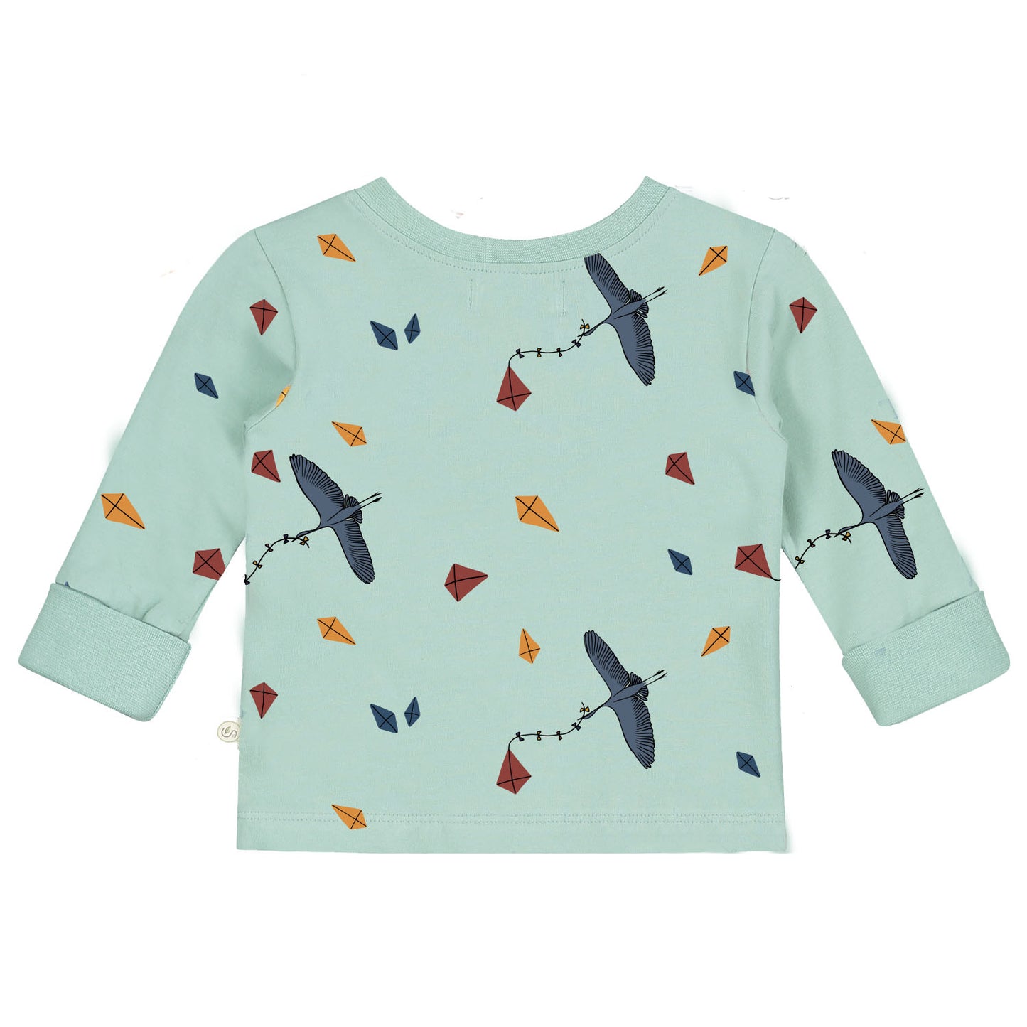Langärmliges T-Shirt mit durchgehendem Drachen- und Vogeldruck