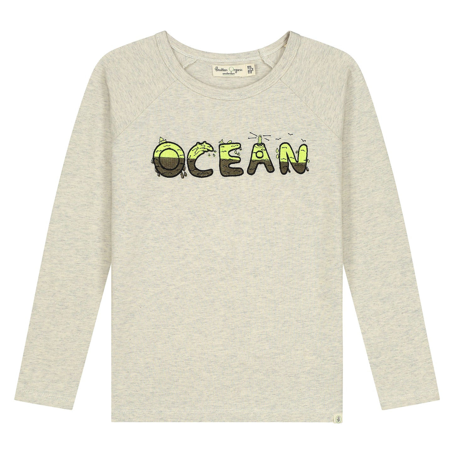 Gemêleerd T-shirt met oceaanborduursel LS