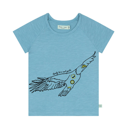 'Safari Hawk Guide' Blauw T-shirt met korte mouwen