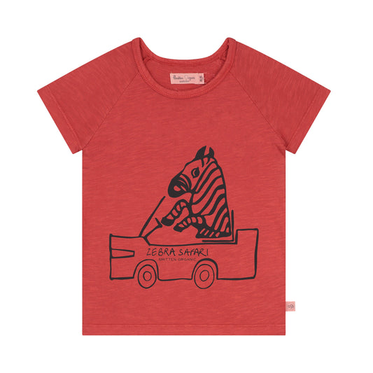 'Safari Zebra Guide' rood T-shirt met korte mouwen