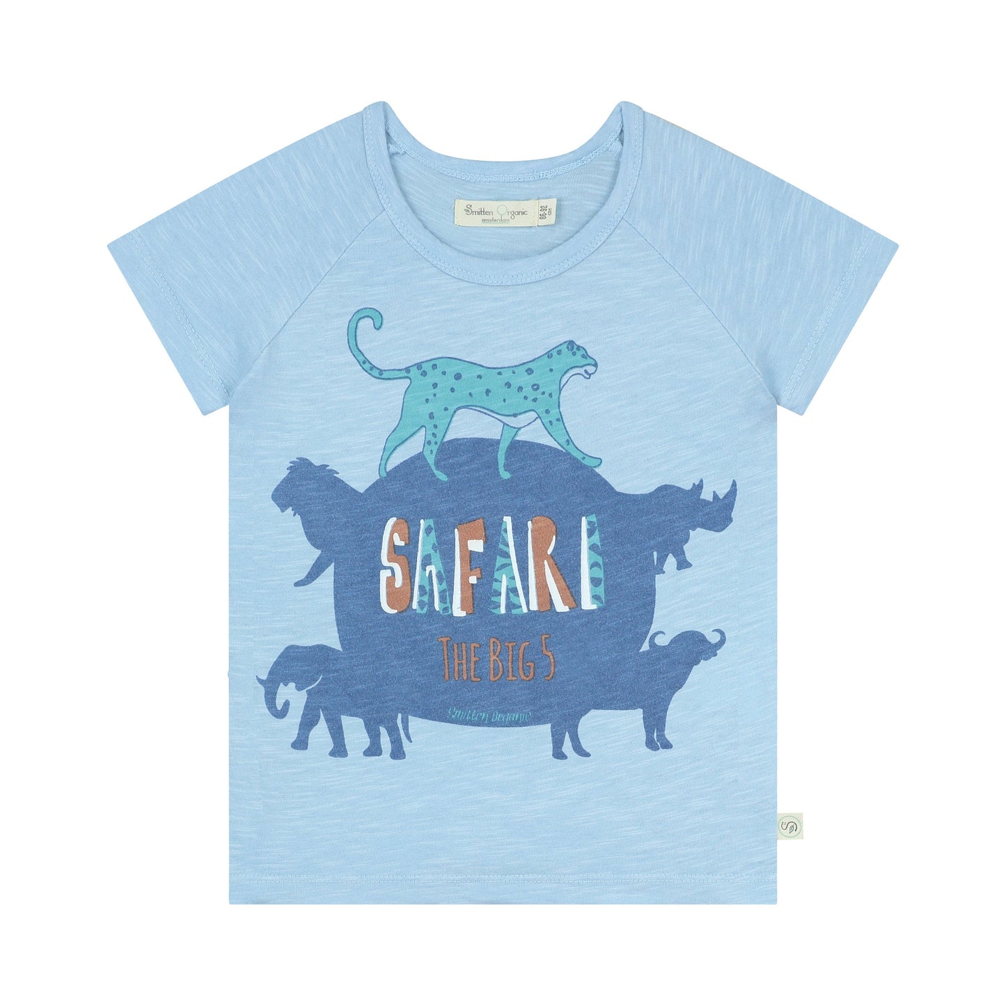 'Safari Big Five' blauw T-shirt met korte mouwen