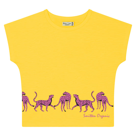 Kurz geschnittenes T-Shirt mit Safari-Leoparden