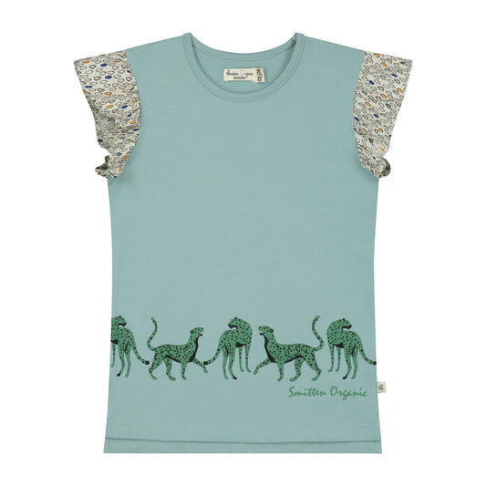 Safari luipaard walking ruffle T-shirt SS meisjes