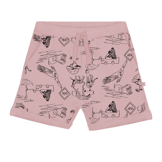 Safari all over girl pink short Bermuda