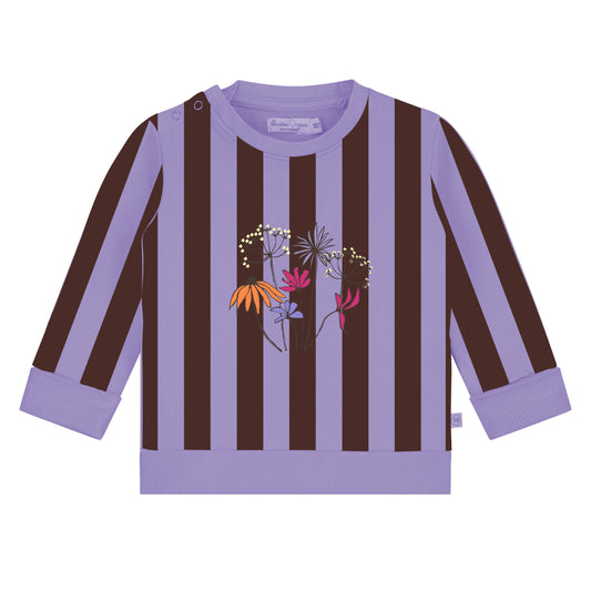 Upcycled gestickter Blumen-Schwerer-Pullover LS