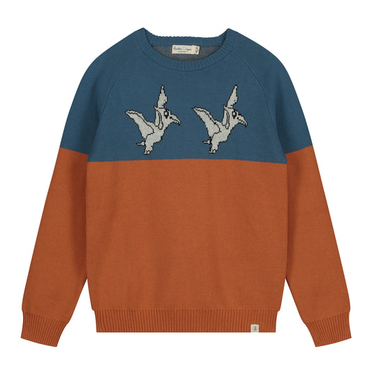 Pullover mit fliegenden Dinos aus Jaquard