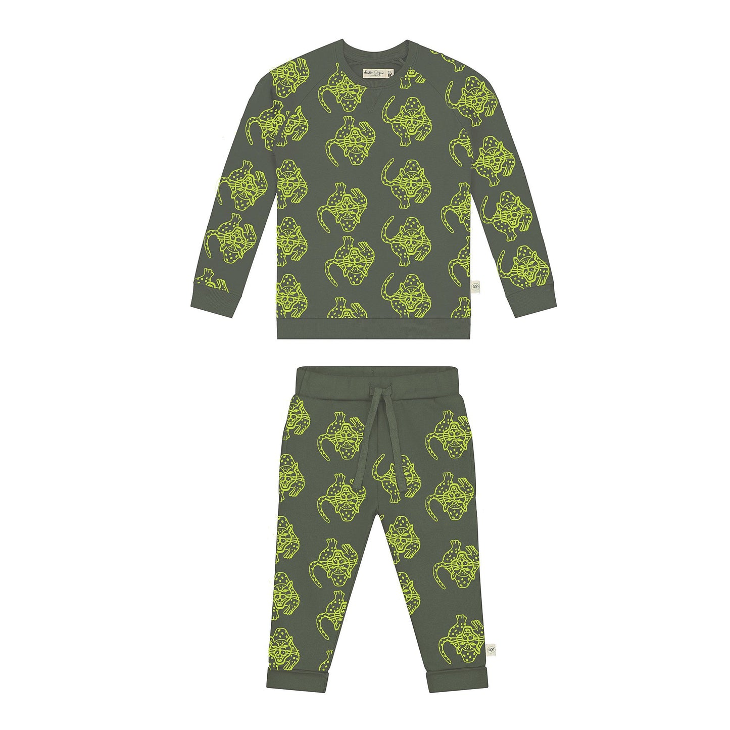 'Camping Magical Leopard' All Over Print Set in Balsam Green kleur