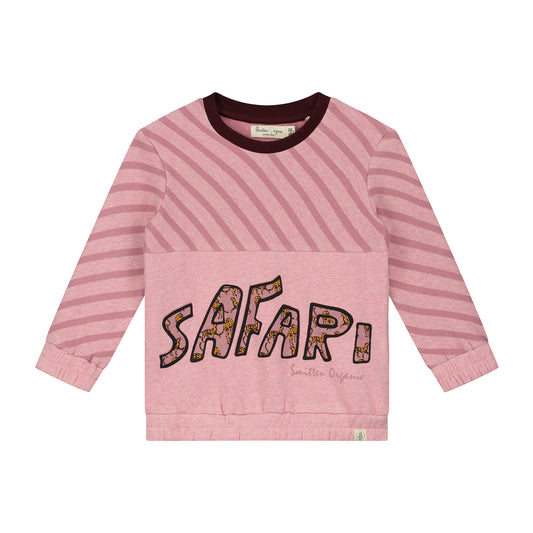 Pink and brown color block sweatshirt