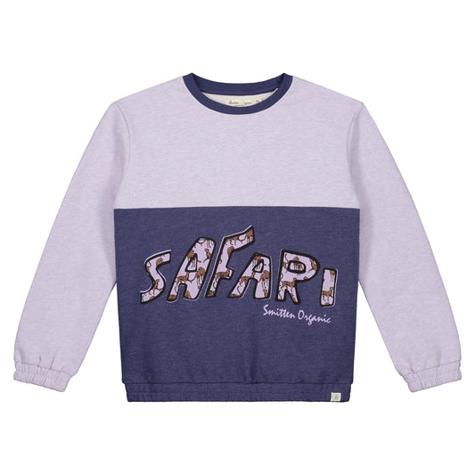 Sweatshirt mit Farbblock in Lila und Blau