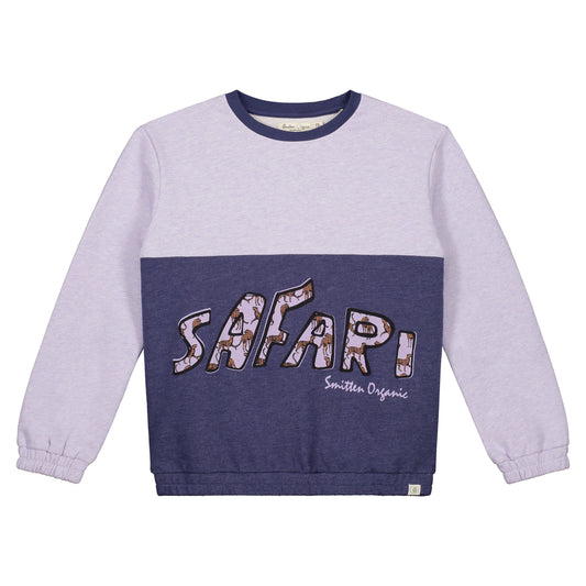 Sweatshirt mit Farbblock in Lila und Blau