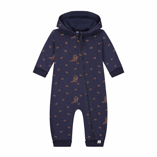 Hedgehog and Autumn Leaves Hoody Sweat Playsuit