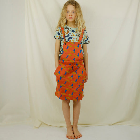 Toucan Banana Print Dungaree Skirt