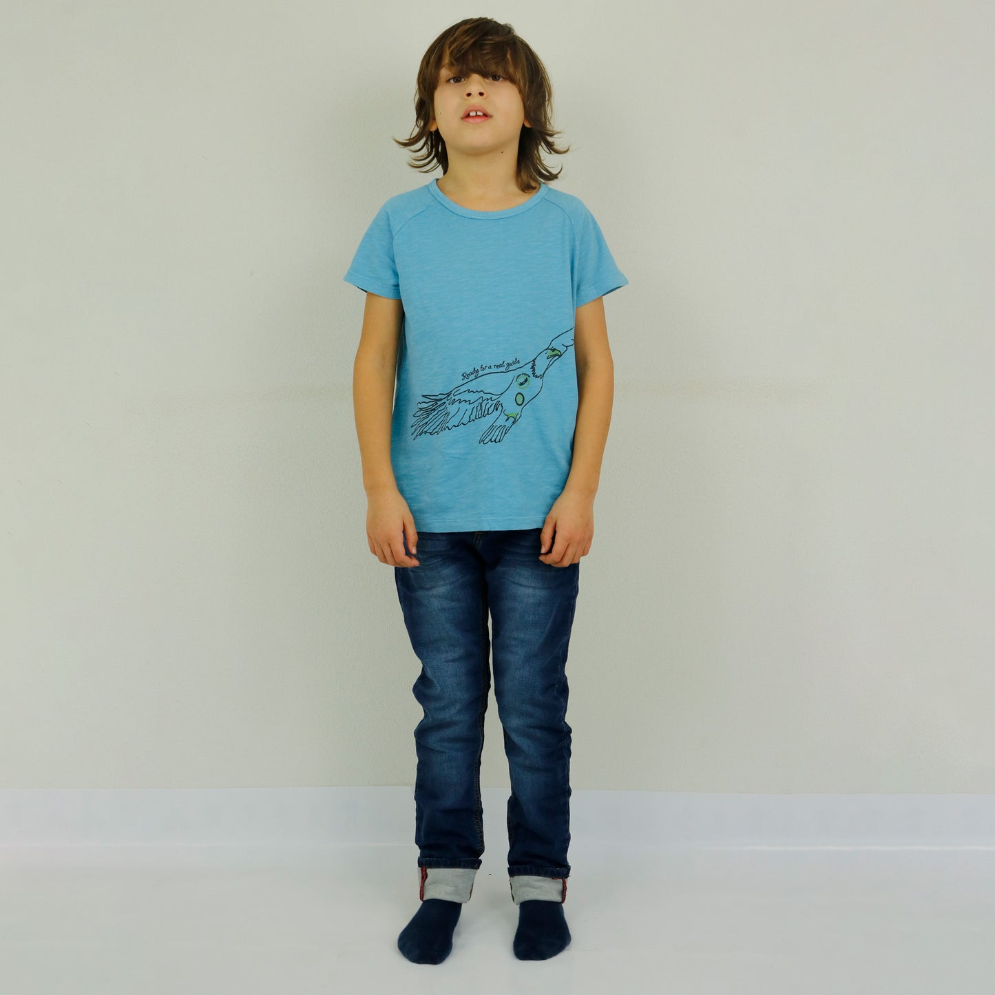 Safari Hawk Guide kurzärmliges blaues T-Shirt
